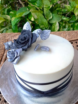 Black & Silver Anniversary Cake