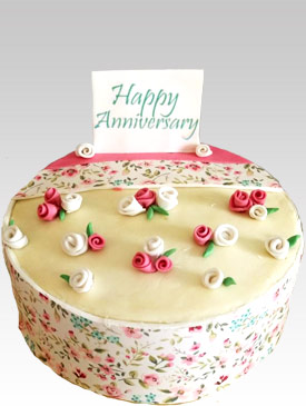 Floral Print Anniversary Cake
