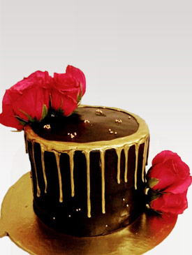 Birthday Cakes for Her 6 Fresh Roses & Edible Gold Drip Cake