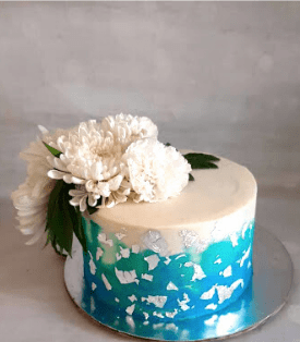 Wedding & Engagement Cakes 11 Edible Silver Leaf Engagement Cake