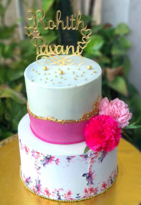 Wedding & Engagement Cakes 19 Edible Print Floral Reception Cake