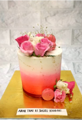 Wedding & Engagement Cakes 5 Single Tier Floral Engagement Cake