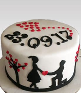 Wedding & Engagement Cakes 40 Single Tier Fondant Engagement Cake