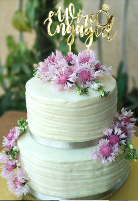 Wedding & Engagement Cakes 16 Fresh Flowers Engagement Cake