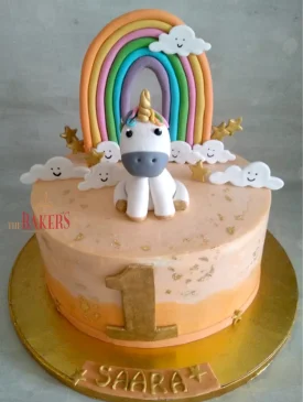 Unicorn Theme 1st Birthday Cake