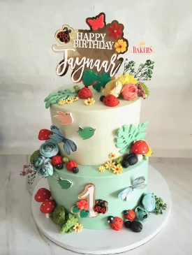 Home 1 Enchanted Garden 1st Birthday Cake
