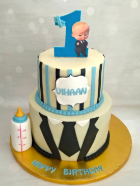 Two Tier Boss Baby 1st Birthday Cake