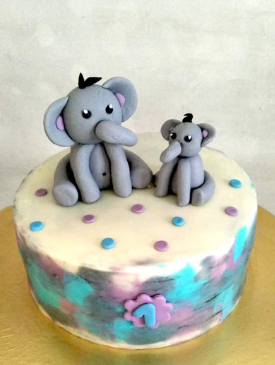 Cute Elephants 1st Birthday Cake